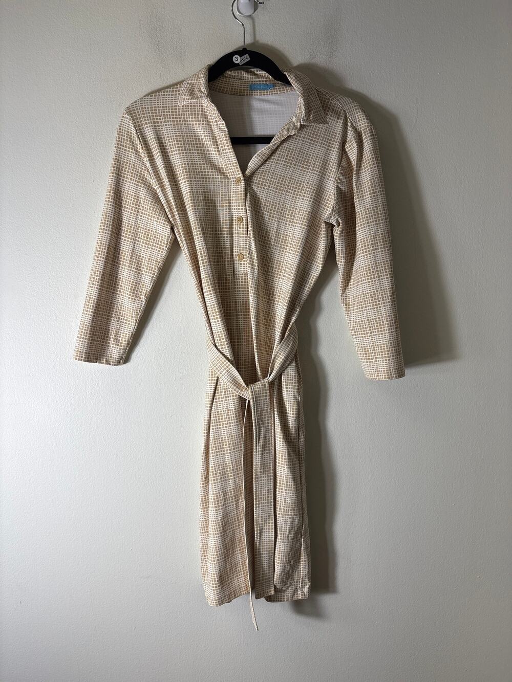 J. McLaughlin Gold White Long Sleeve Knee Length Sheath Dress Sz XS